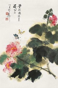 谢稚柳 1977年作 花卉 立轴