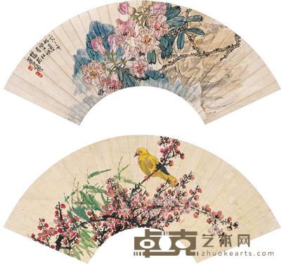 苏葆祯 1963年作 花鸟 (双挖) 立轴 18×52cm×2
