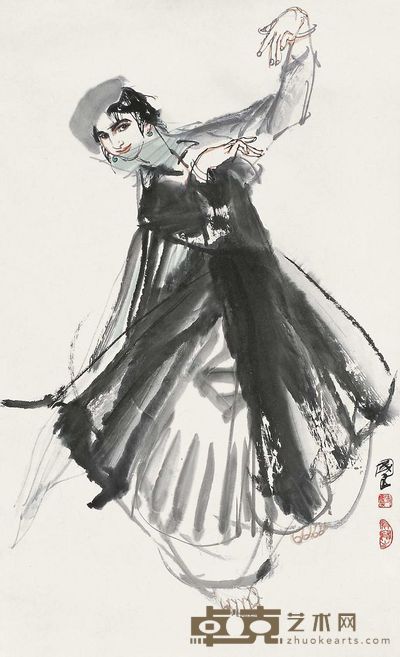 史国良 舞蹈人物 立轴 96×60cm
