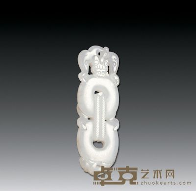清 白玉螭龙纹珮 长5.9cm