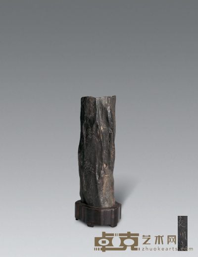 19世纪 灵璧石刻兰竹花插 高19.5cm
