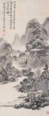 吴历 （款） 甲申（1704年）作 春居图 立轴