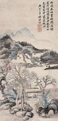 孙诒经 庚寅（1890年）作 小窗读书图 立轴