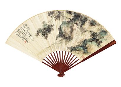 冯超然 赵云壑 1930年作 桐荫秋思 临石鼓文 成扇