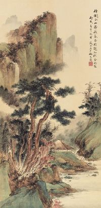 祁大夔 1946年作 山亭秋暮 立轴