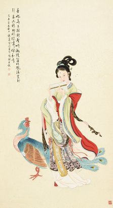 周练霞 1979年作 吹箫引凤 镜心