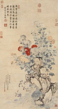 邹一桂 菊 镜心