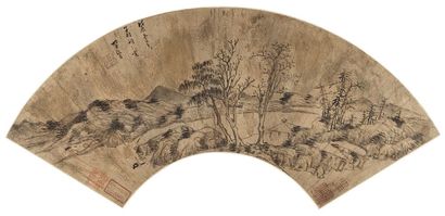 李流芳 1628年作 拟云林山水 镜心