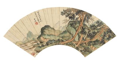 王鉴 1667年作 松龄岳寿 镜心