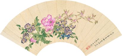 王采蘩 戊寅（1878）年作 锦绣芙蓉 扇片