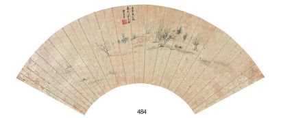 叶有年 壬寅（1662）年作 柳溪春泛 扇片