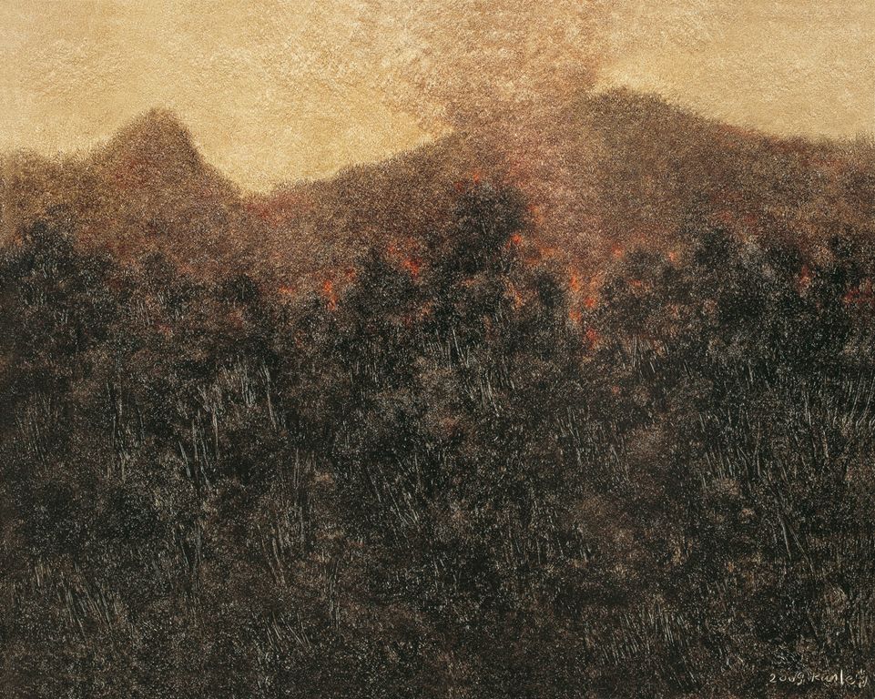 坎勒 2009年作 山火NO.280×100cm