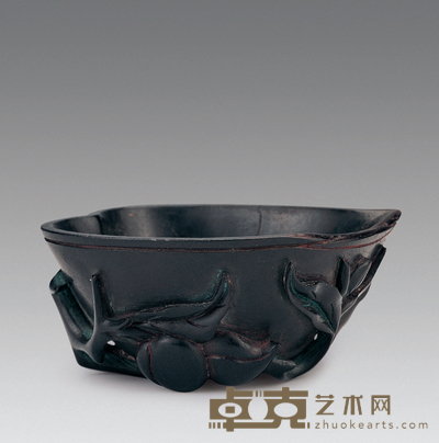 清 紫檀桃式小洗 直径4cm