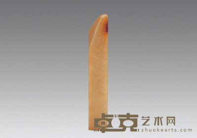 近代 林清卿刻太极头高山石薄意菊花方章 1.45×1.45×8.8cm
