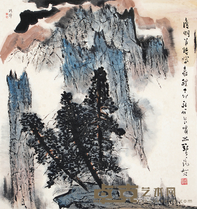 郑乃珖 1987年作 朝晖 立轴 69×65cm