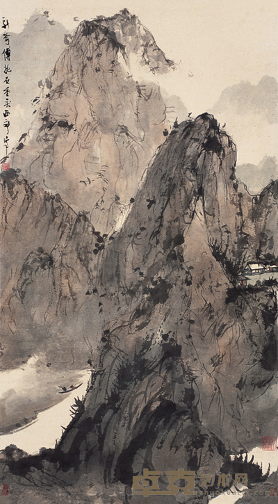 傅抱石 溪山访友 立轴 105×59cm