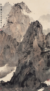 傅抱石 溪山访友 立轴