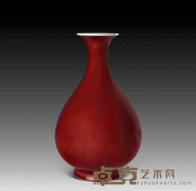 清道光 祭红釉玉壶春瓶 高30cm