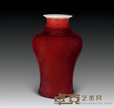 清 郎红釉观音瓶 高15.5cm