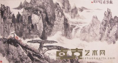 郭公达观瀑图镜框 85×187