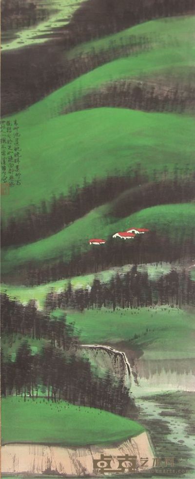 陈佩秋青绿山水立轴 80×33