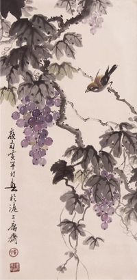 黄幻吾花鸟立轴