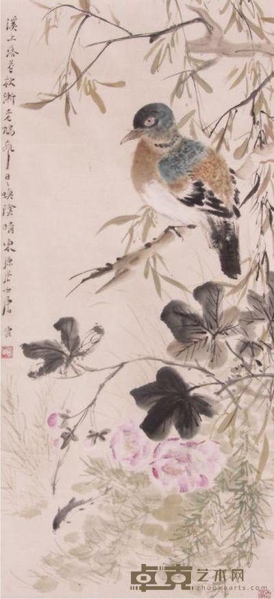 唐云花鸟立轴 94×43