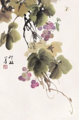 箫朗 花卉草虫 立轴