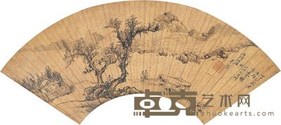 吕潜 1687年作 荫暮云移 扇面