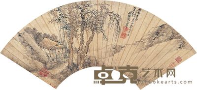 王翚 秋林书屋 扇面