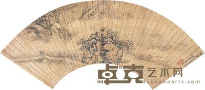 张宏 访友图 扇面