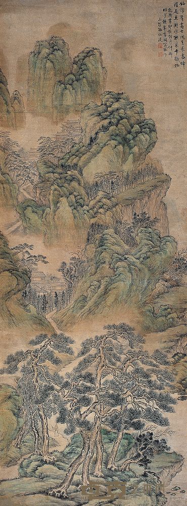 冯仙湜 1771年作 松泉高士图 立轴 221×82cm