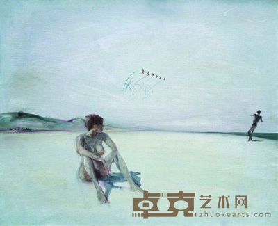 何多苓 1992年作 在海滩放风筝的女孩 72×88cm