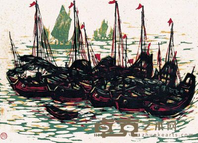 沈柔坚 1965年作 渔舟 31×41cm