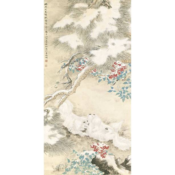 陆抑非 1939年作 双歌图 镜框
