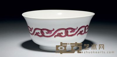 清雍正 胭脂红釉碗 直径22.2cm
