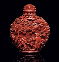 1730-1820 剔红人物图鼻烟壶