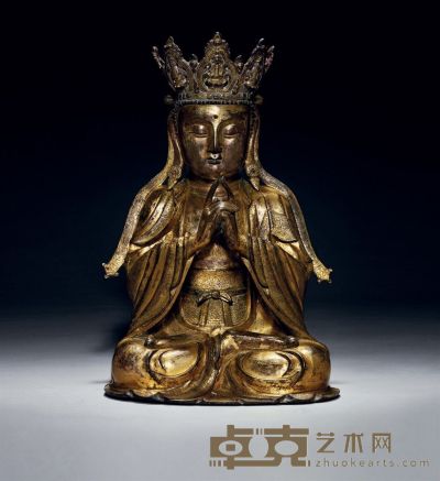 16/17th 鎏金铜菩萨坐像 高36.5cm