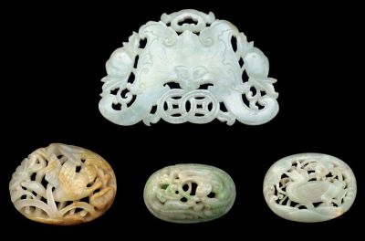 FOUR JADE AND JADEITE PLAQUES，17TH CENTURY AND LATER