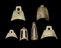 SIX MINIATURE BRONZE BELLS，PROBABLY ZHOU DYNASTY (1100-221BC)