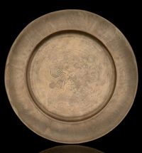 A SILVER INLAID BRONZE DISH，SHISOU MARK，19TH CENTURY