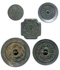 FIVE BRONZE MIRRORS，WARRING STATES AND LATER (475-221BC)