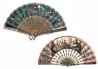 AN IVORY BRIS脙聣 FAN，A FILIGREE FAN AND A PAPER LEAF FAN WITH ENAMELLED STICKS CHINESE，FOR EXPORT，18TH，19TH AND 18TH CENTURIES