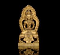 A GILT BRONZE AMITAYUS，QIANLONG MARK AND OF THE PERIOD (1736-1795)