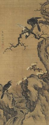 沈铨 喜上枝头 立轴