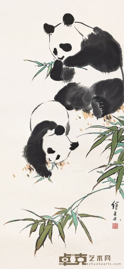 刘继卣 熊猫 立轴 70×34cm