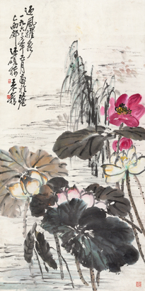 王个簃 1963年作 迎风耀秀 立轴