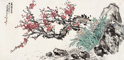 王个簃 1984年作 春暖花开 镜心