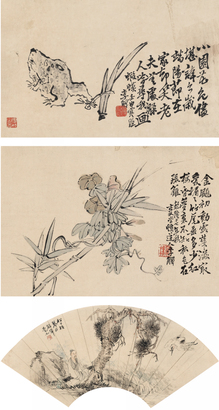 李鱓 1752年作 花卉松鸟 立轴
