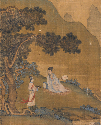 刘希 松荫读书图 立轴